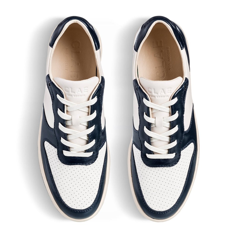 CLAE MALONE Shoes Mens USA031-P65 In Navy Leather Off White